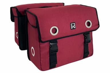 Dubbele canvas tas paars/rood