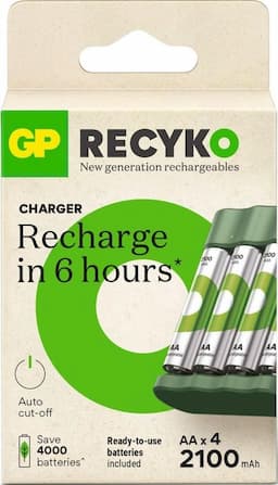 GP Batterijlader USB + 4x Recyko AA